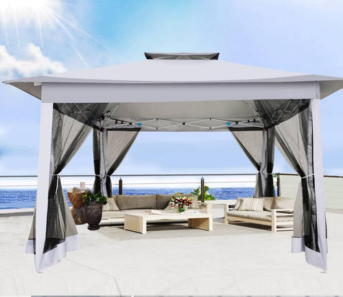 12x12 Pop Up Waterproof Outdoor Canopy with Mosquito Nettings and Carry Bag S317