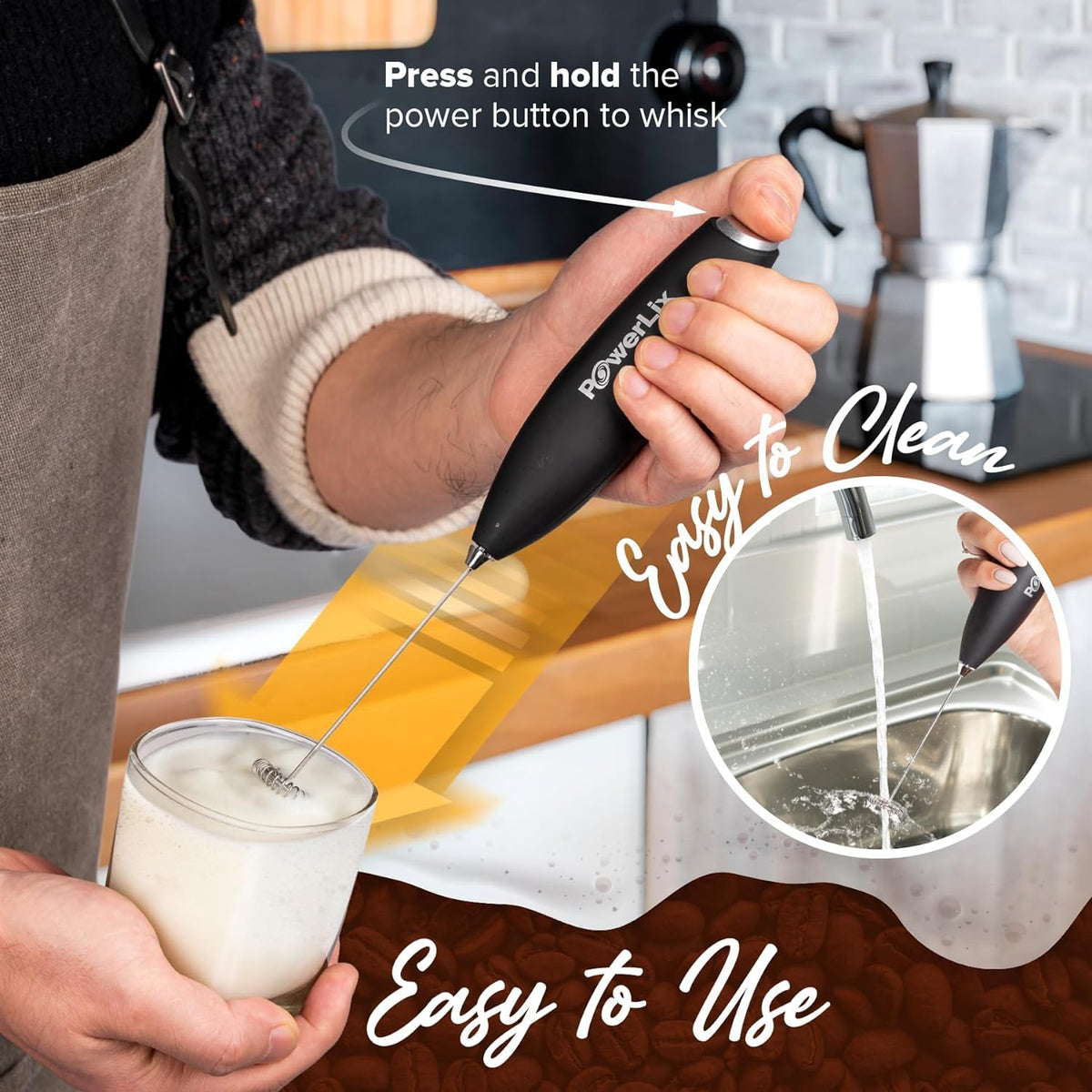 Handheld Battery Operated Electric Whisk Frother With Stand B2435