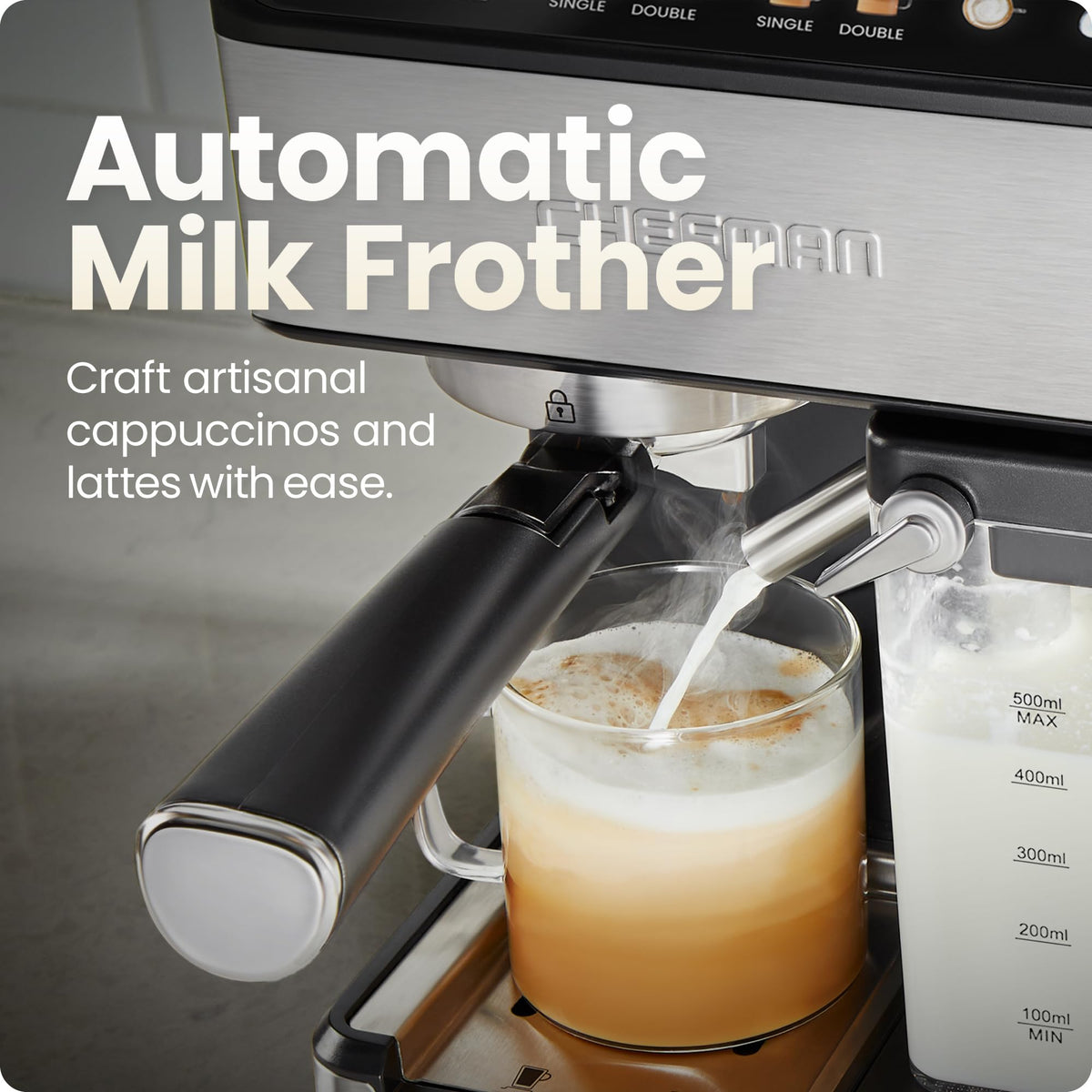 Espresso Machine with Built-In Milk Frother, 1.8 Liter Stainless Steel B832