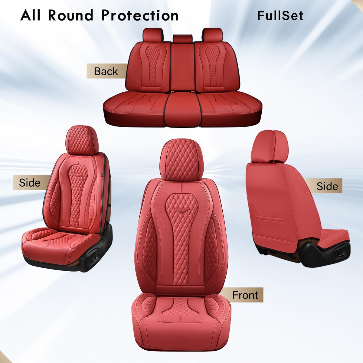Waterproof Leather Car Seat Covers Full Set V748