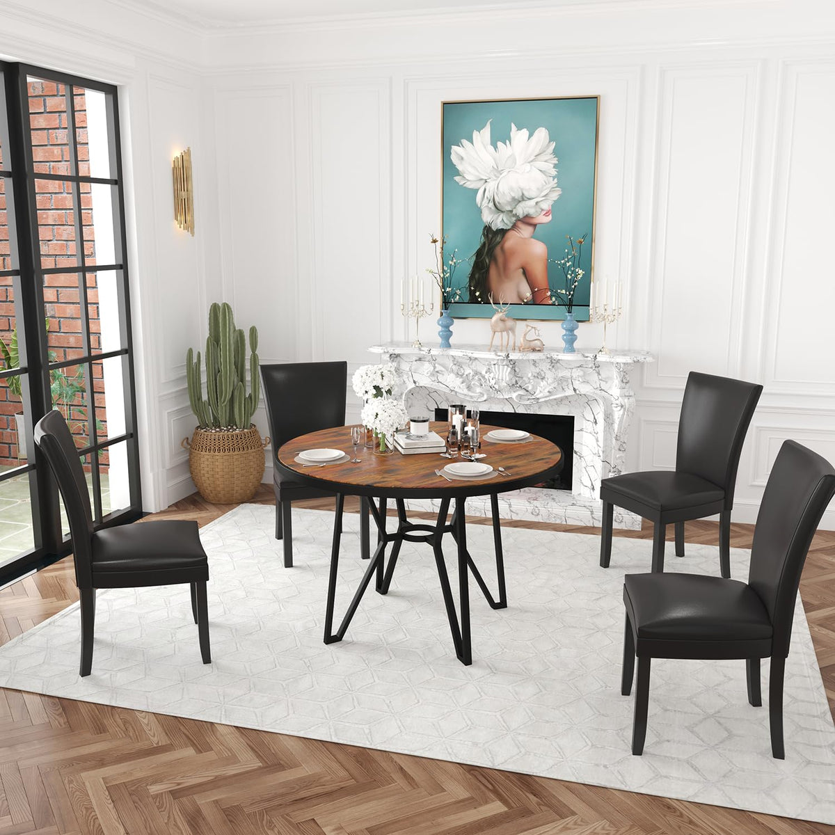 Set of 8 Black Faux Leather Upholstered Dining Chairs S254206