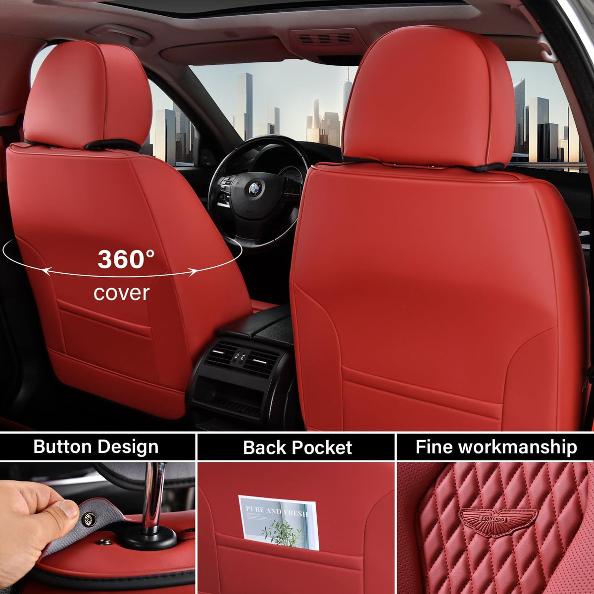 Waterproof Leather Car Seat Covers Full Set V748