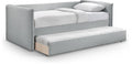 Light Grey Linen Textured Twin Daybed with Trundle W210