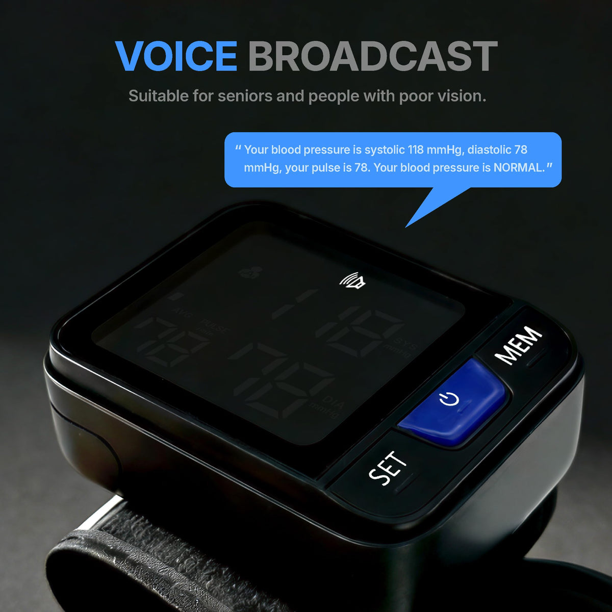 Wrist Blood Pressure Monitor with Voice Broadcast, 240 Memory for 2 Users F6235