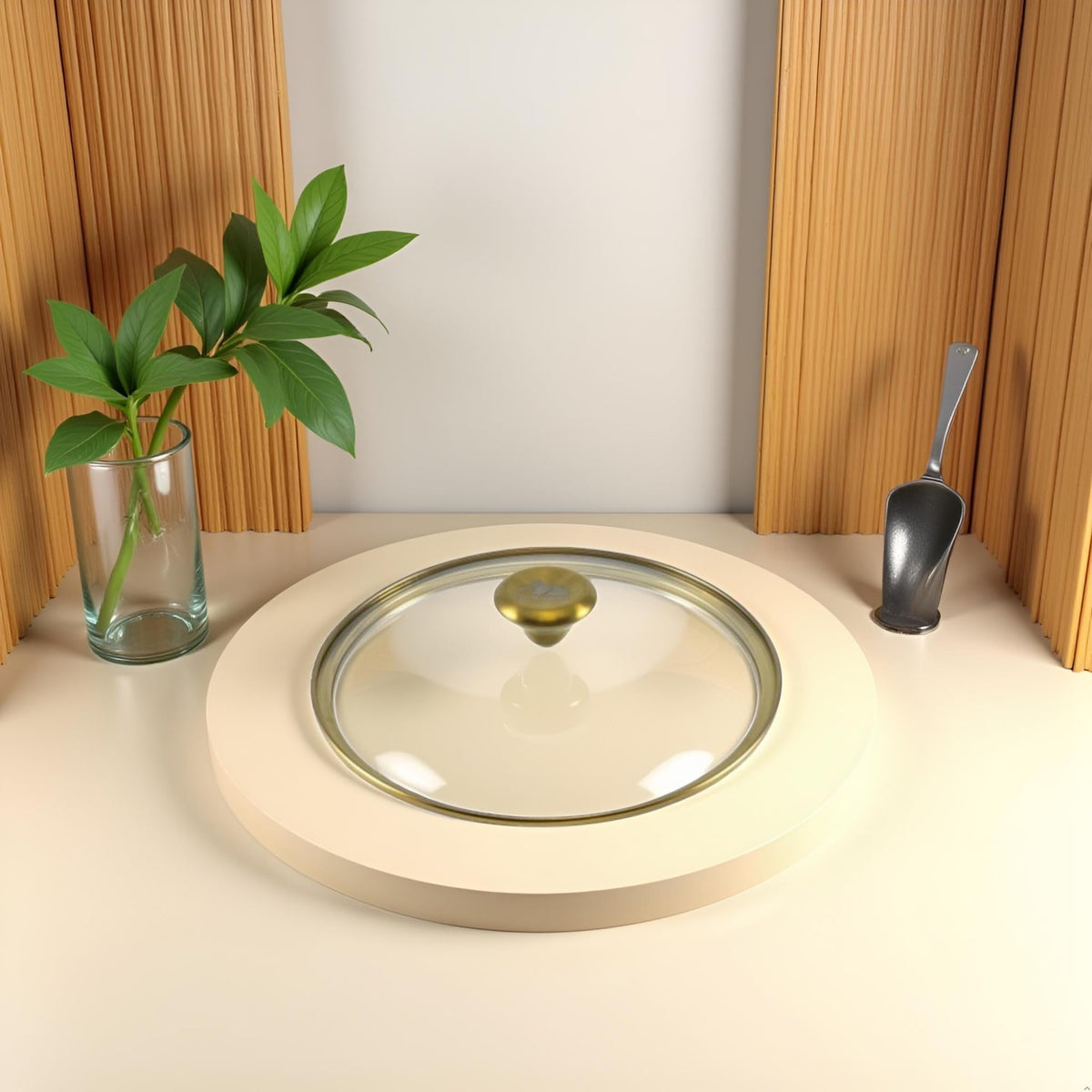 10" Tempered Glass Lid with Steam Vent & Stainless Steel Rim M490