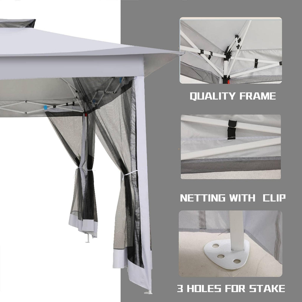 12x12 Pop Up Waterproof Outdoor Canopy with Mosquito Nettings and Carry Bag S317