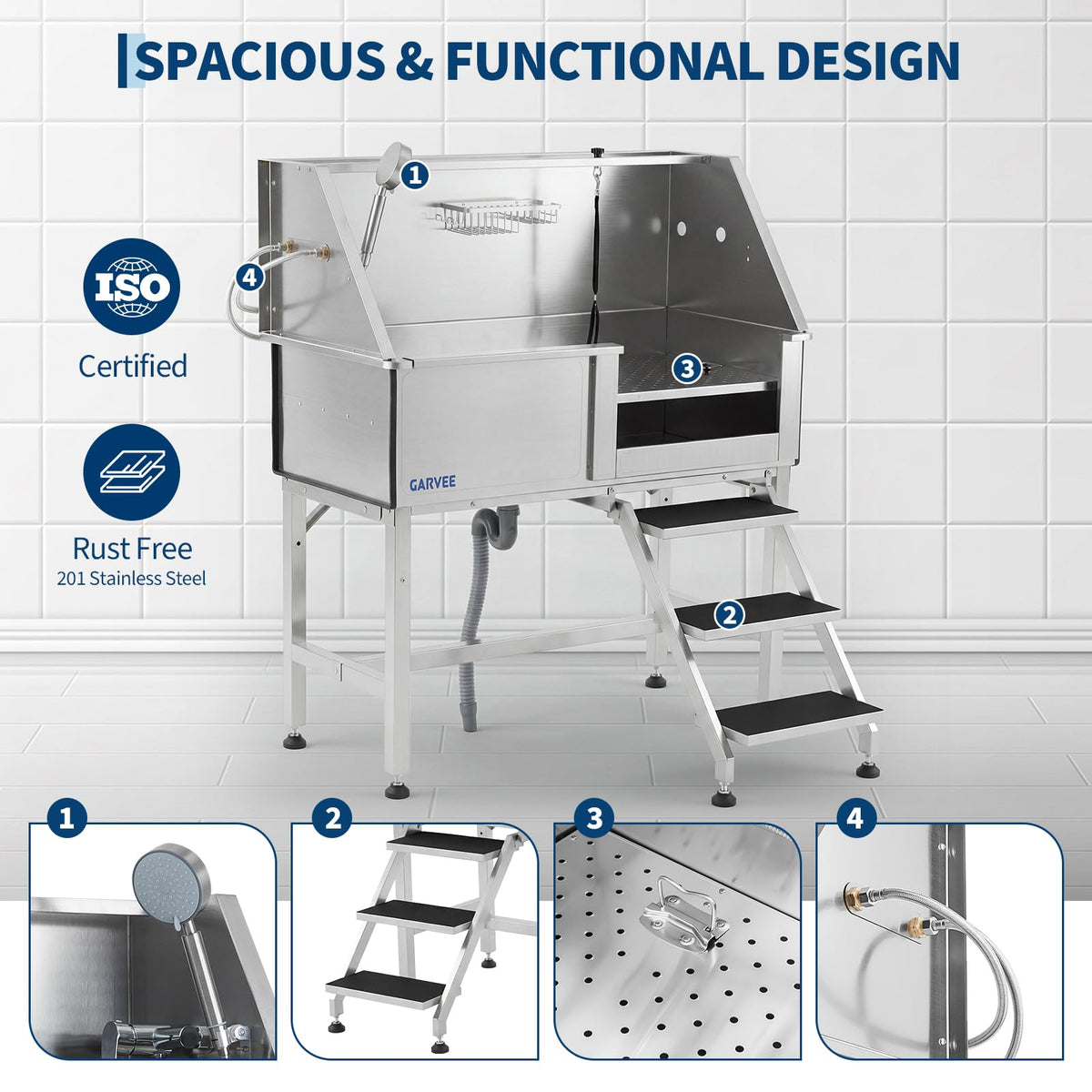 46 Inch Dog Washing Station with Walk-in Stair Z915957