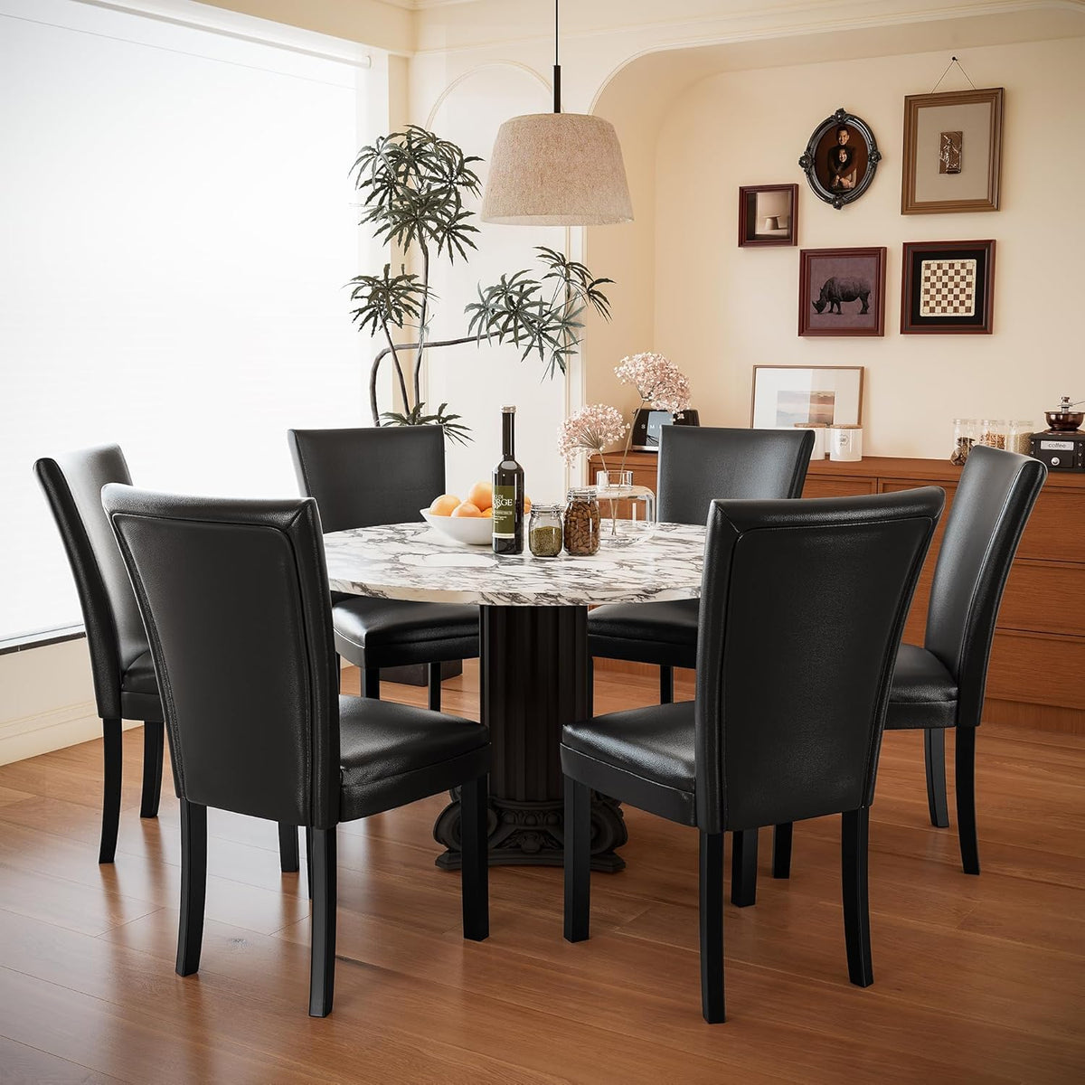 Set of 8 Black Faux Leather Upholstered Dining Chairs S254206