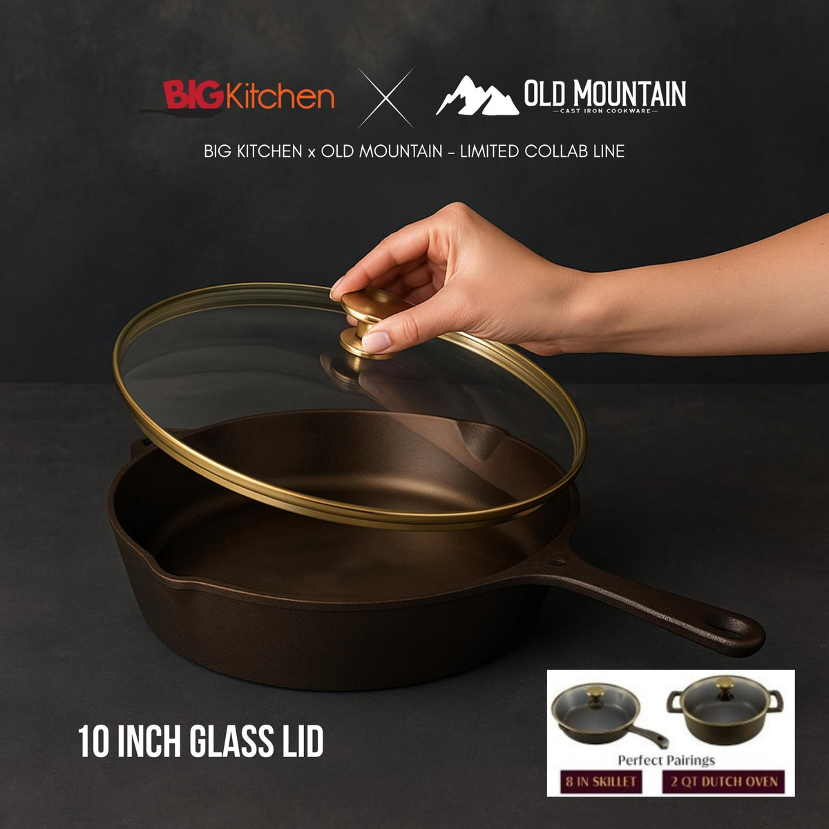 10" Tempered Glass Lid with Steam Vent & Stainless Steel Rim M490