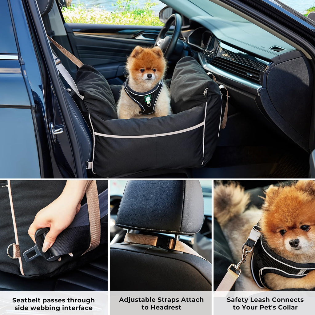 Waterproof Dog Car Seat with Safety Leash, Black N17333