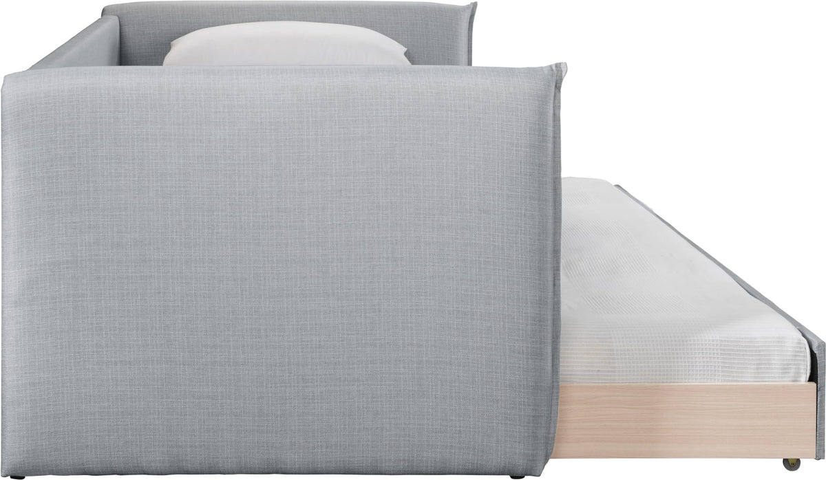 Light Grey Linen Textured Twin Daybed with Trundle W210