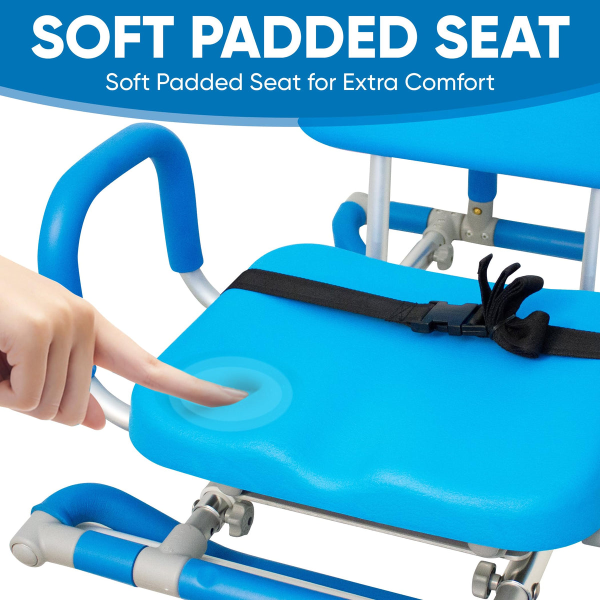 Blue Padded Sliding Shower Chair with Armrests Q791