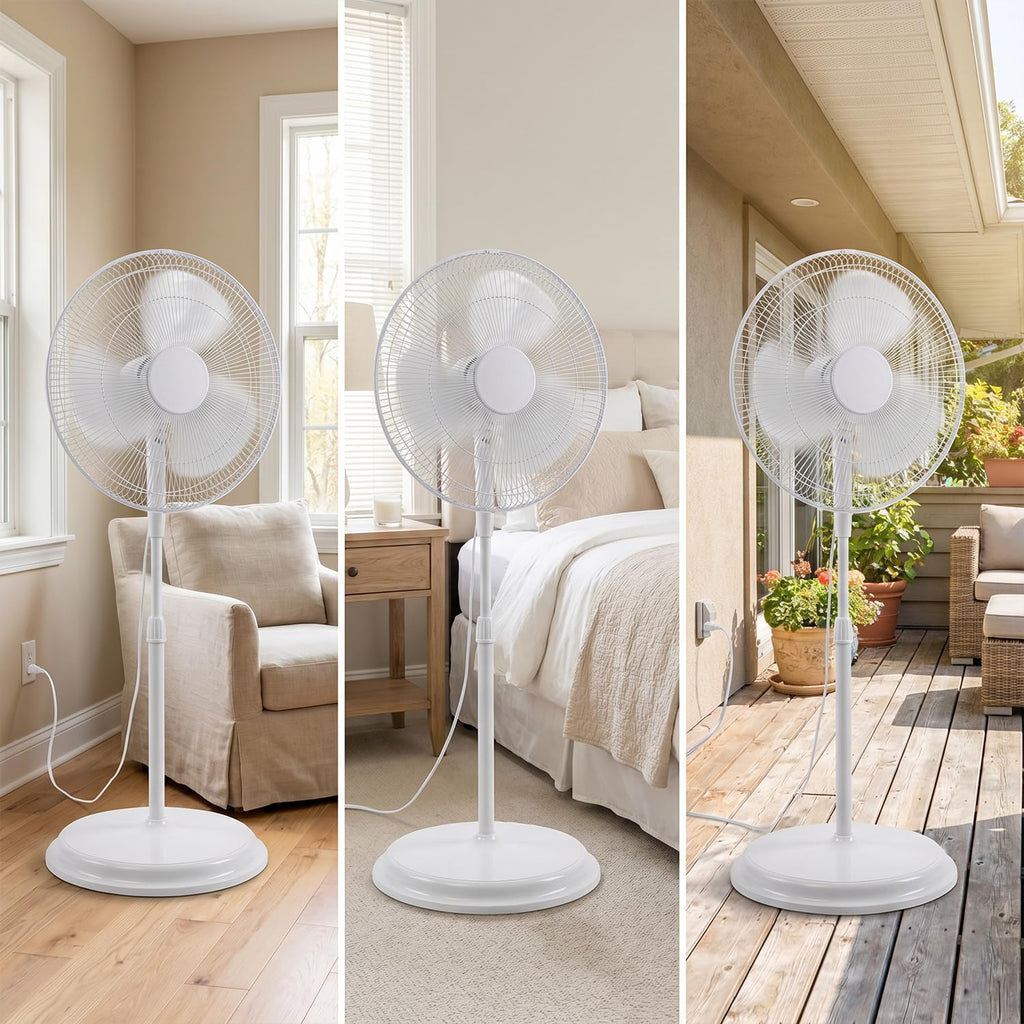 16" Oscillating Standing Pedestal Fan with Adjustable Height V9998