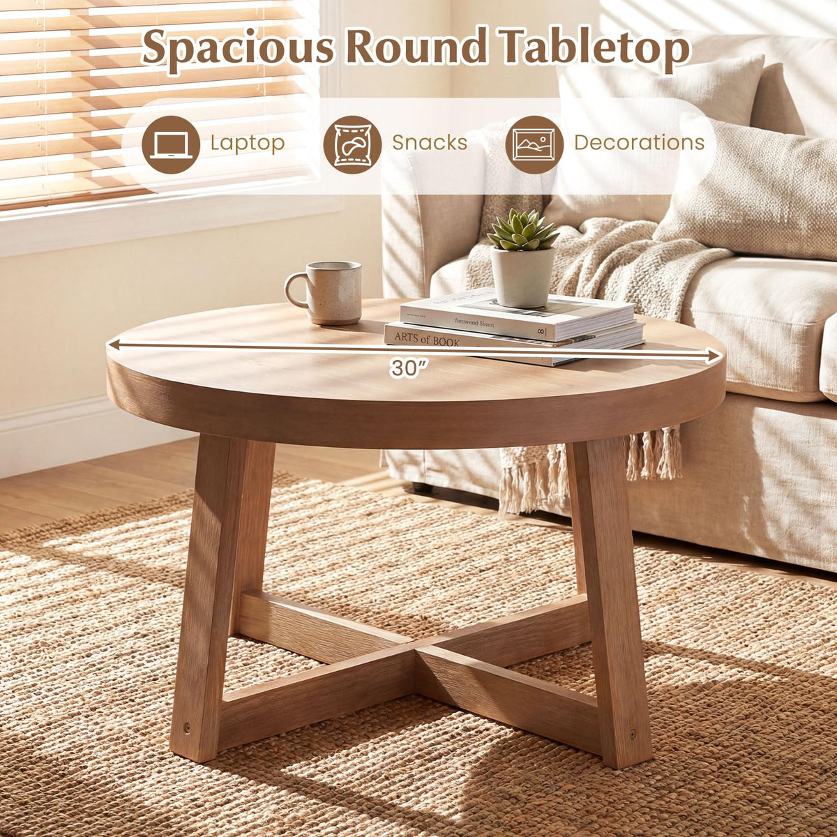 Round Wood Coffee Table C402