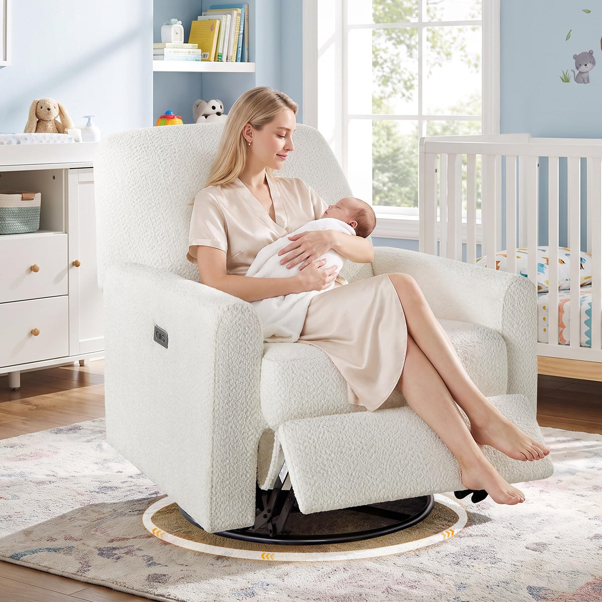 White Power Rocking Recliner Chair O855584