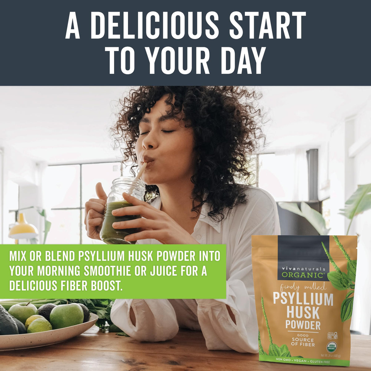 24 oz Organic Psyllium Husk Powder & 30mg Zinc J182369