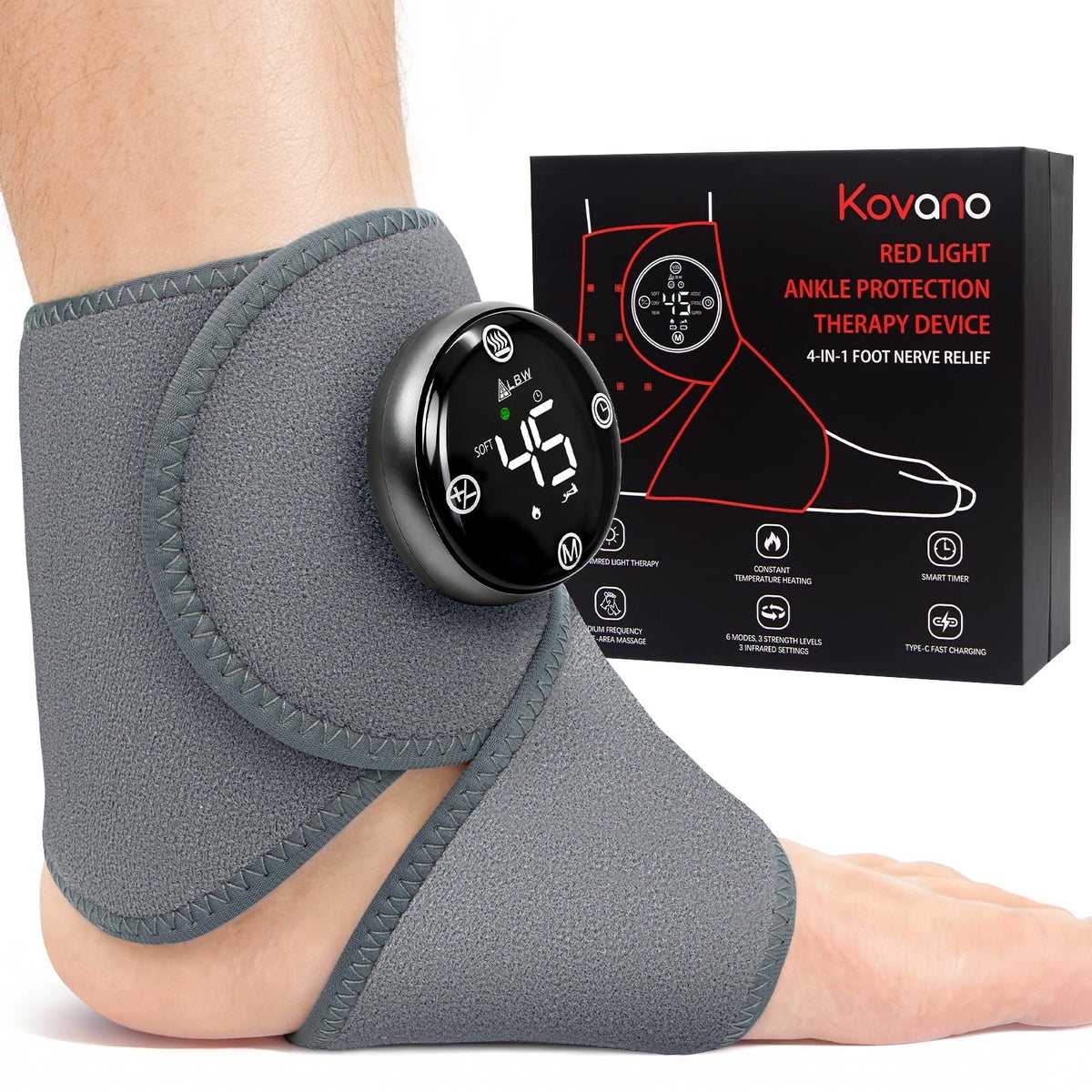 Cordless Heated Foot Massager Wrap with Red Light D99967