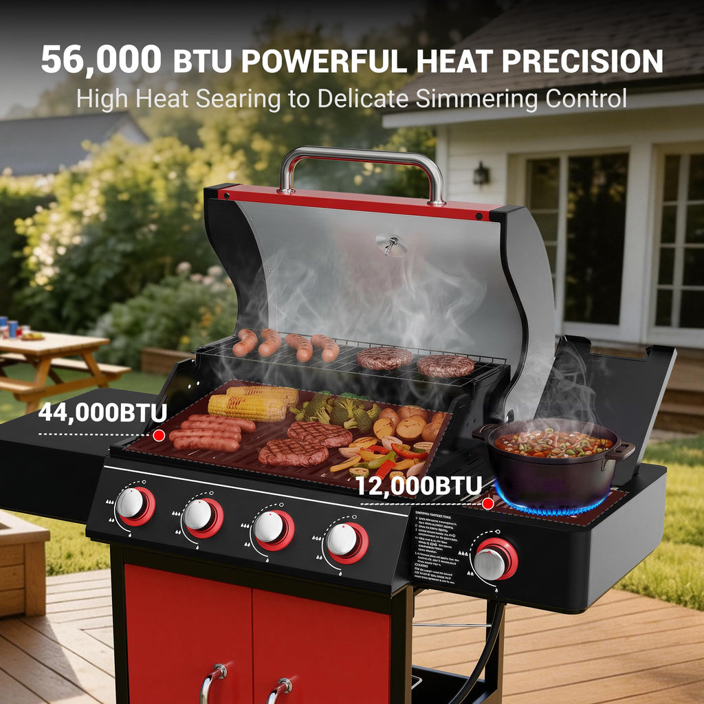 4 Burner Propane Gas Grill with Side Burner T247