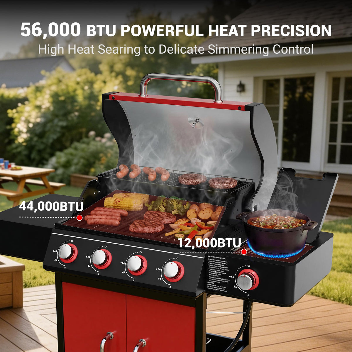 4 Burner Propane Gas Grill with Side Burner T247