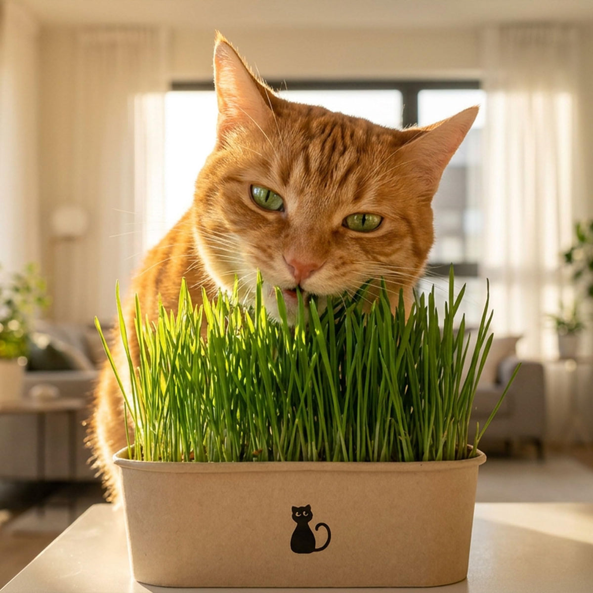4-Batch Indoor Cat Grass Grow Kit with Containers, Soil Disks & Seeds Z6431
