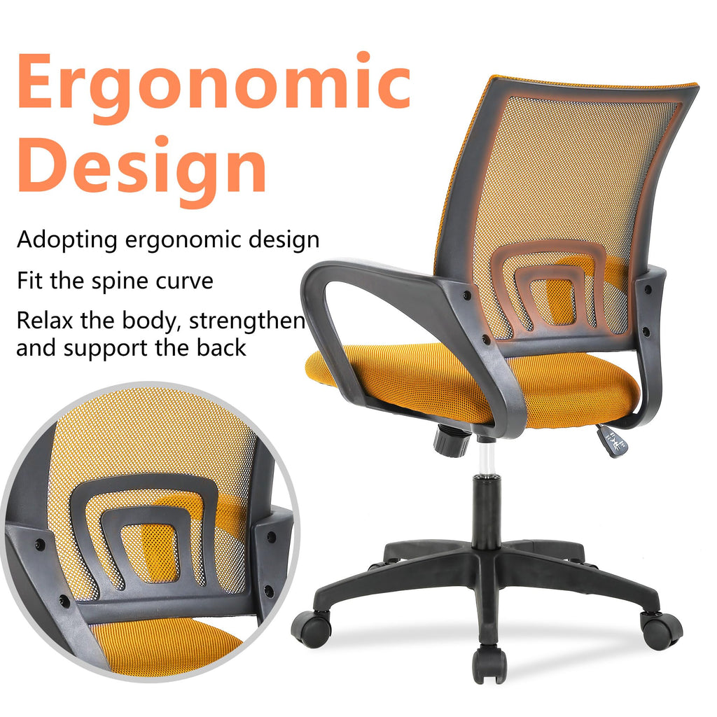 Orange Mesh Ergonomic Office Chair with Lumbar Support B328