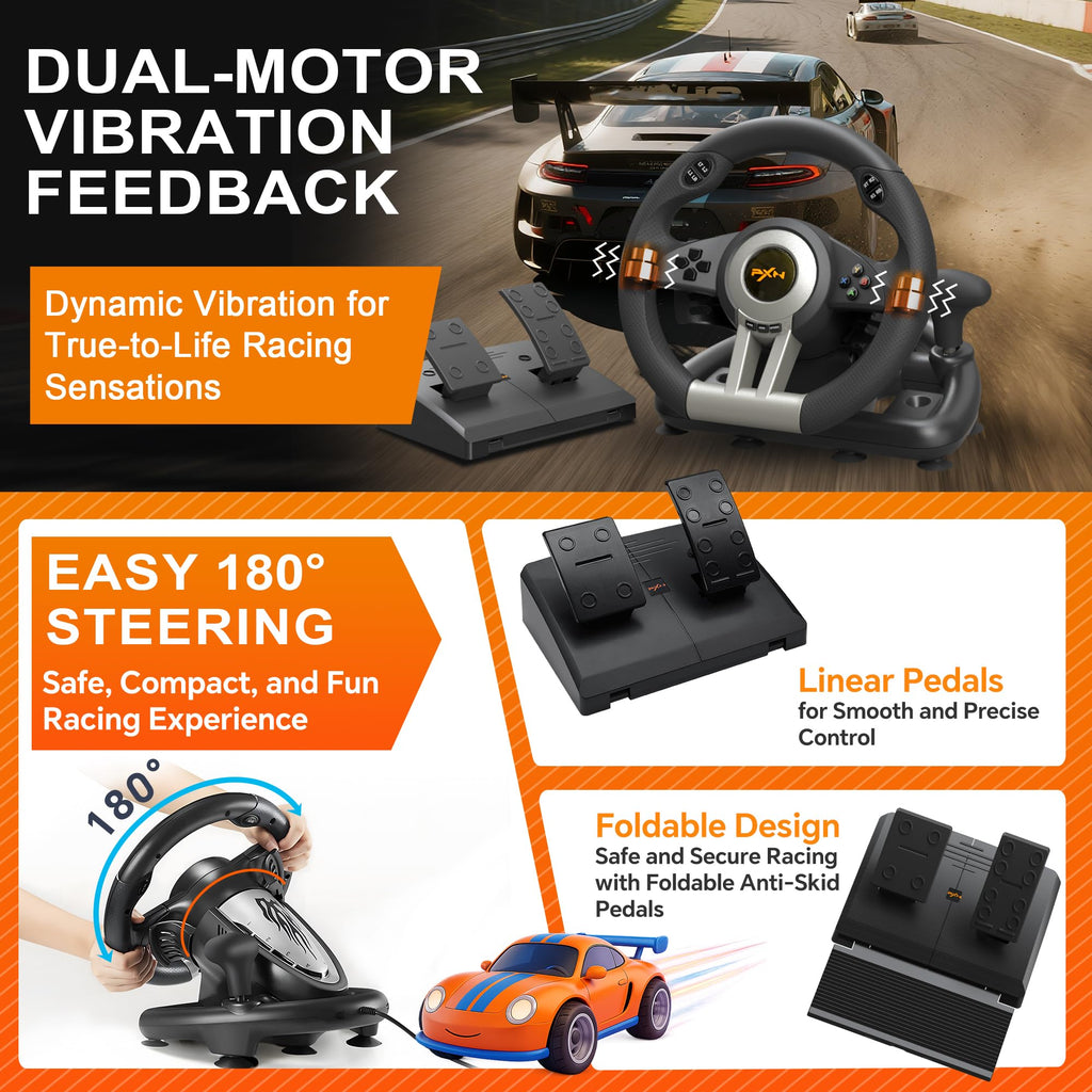 Gaming Steering Wheel with Pedals U8076