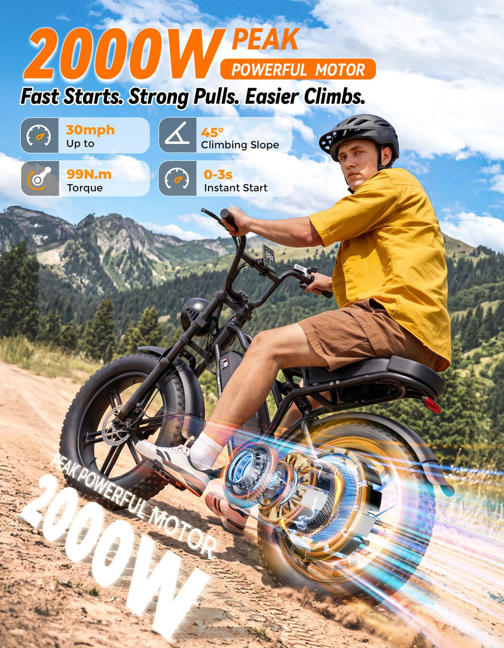 Electric Bike, 2000W Peak, Fat Tire T3146