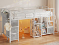 Twin Low Loft Bed with Storage Drawers and LED Lights Z2944