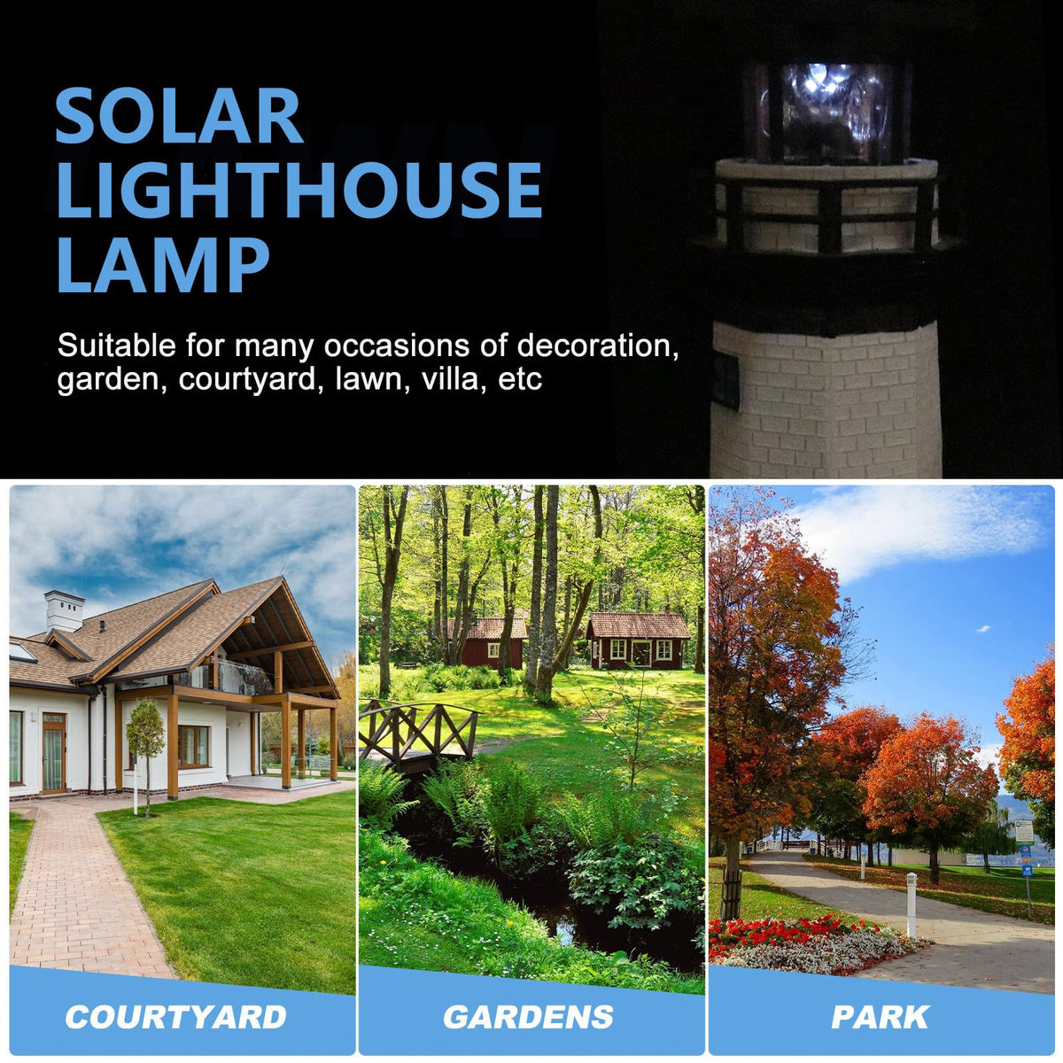 Solar Powered Resin Lighthouse Garden Decor B5335