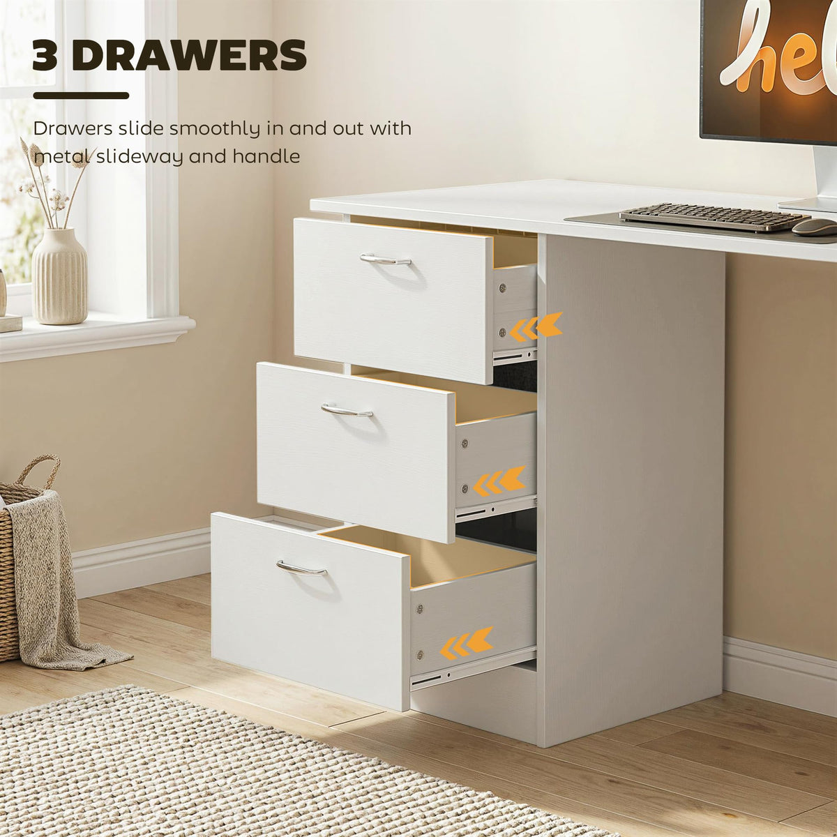 White Computer Desk with Drawers R925824