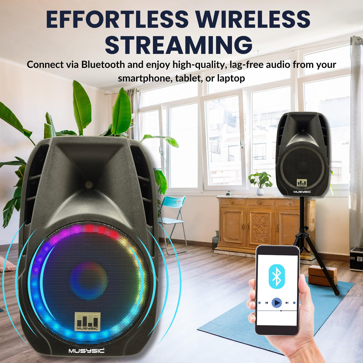 15" 2000W Portable PA Speaker System with Wireless Microphones L96958