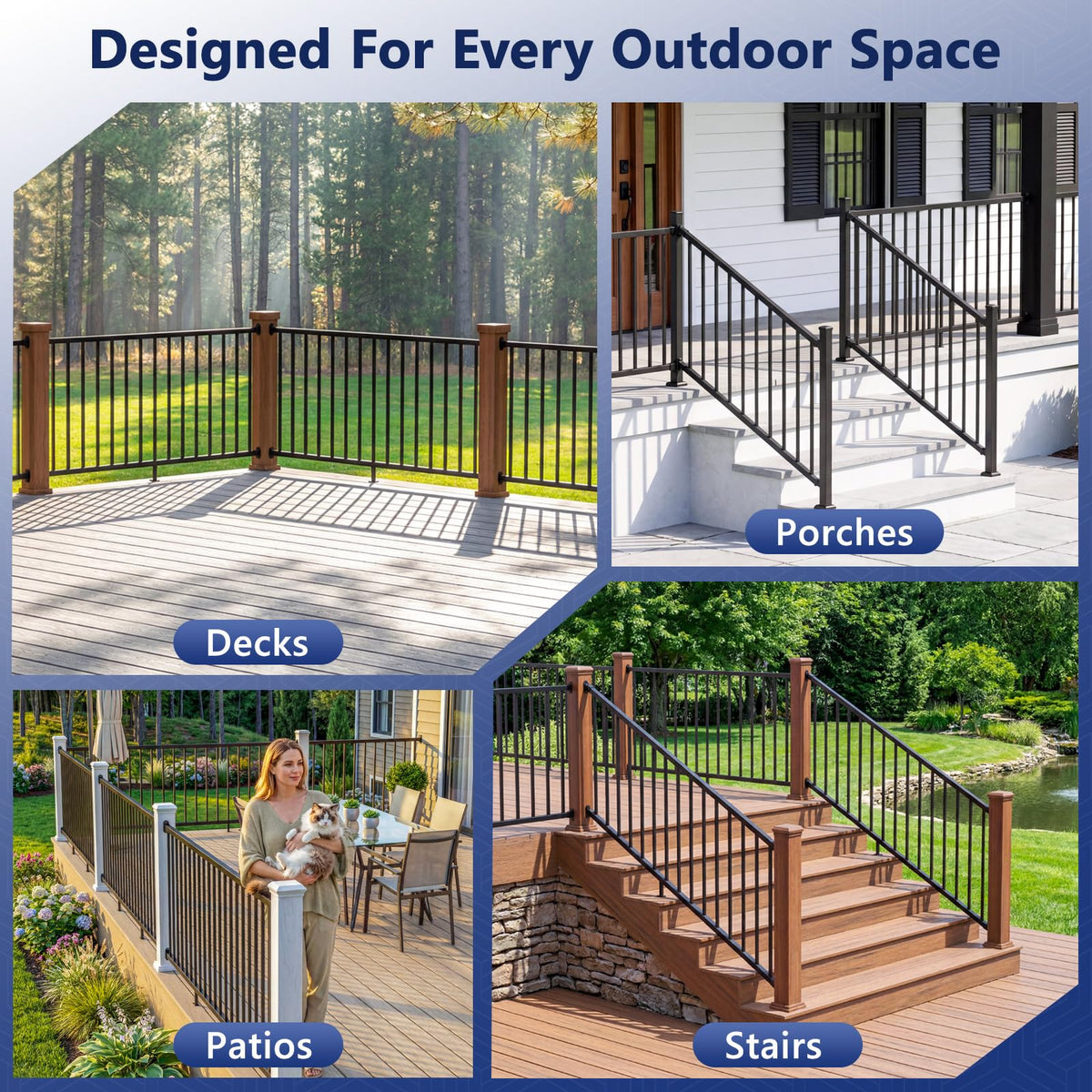 6 ft W Real Aluminum Stair Railing Kit E513474
