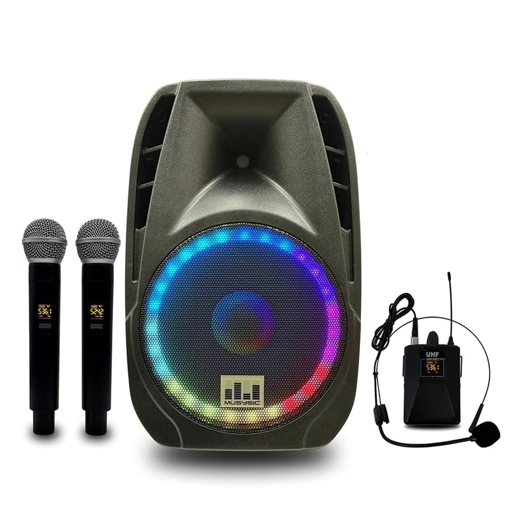 15" 2000W Portable PA Speaker System with Wireless Microphones L96958