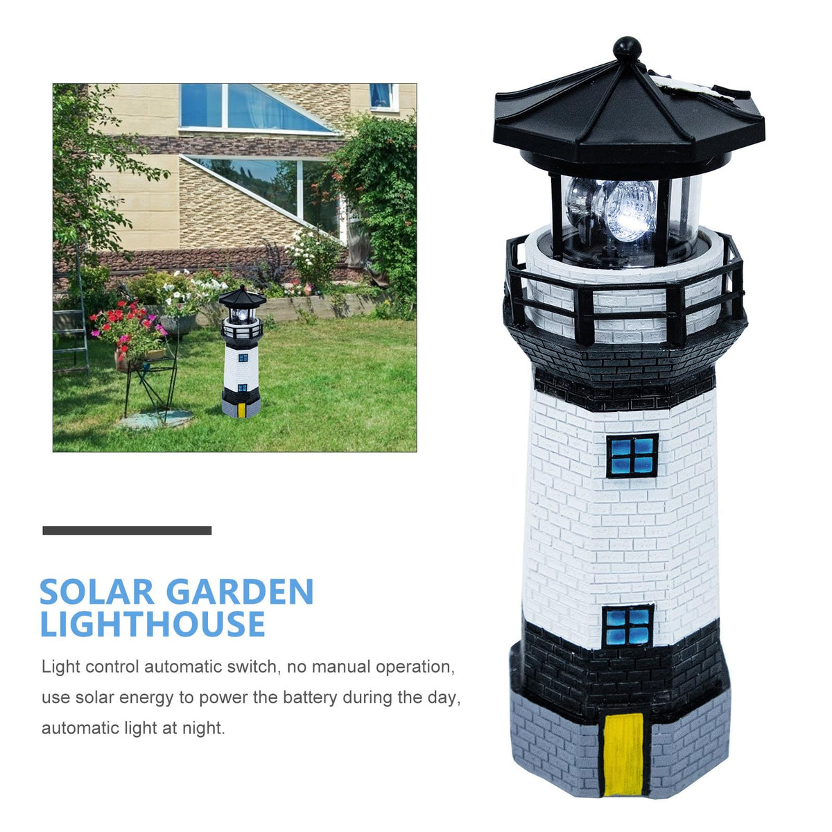 Solar Powered Resin Lighthouse Garden Decor B5335