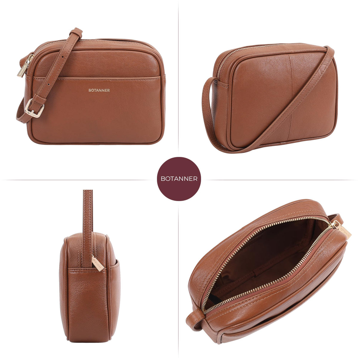 Genuine Leather Crossbody Bag with Adjustable Strap Y16505