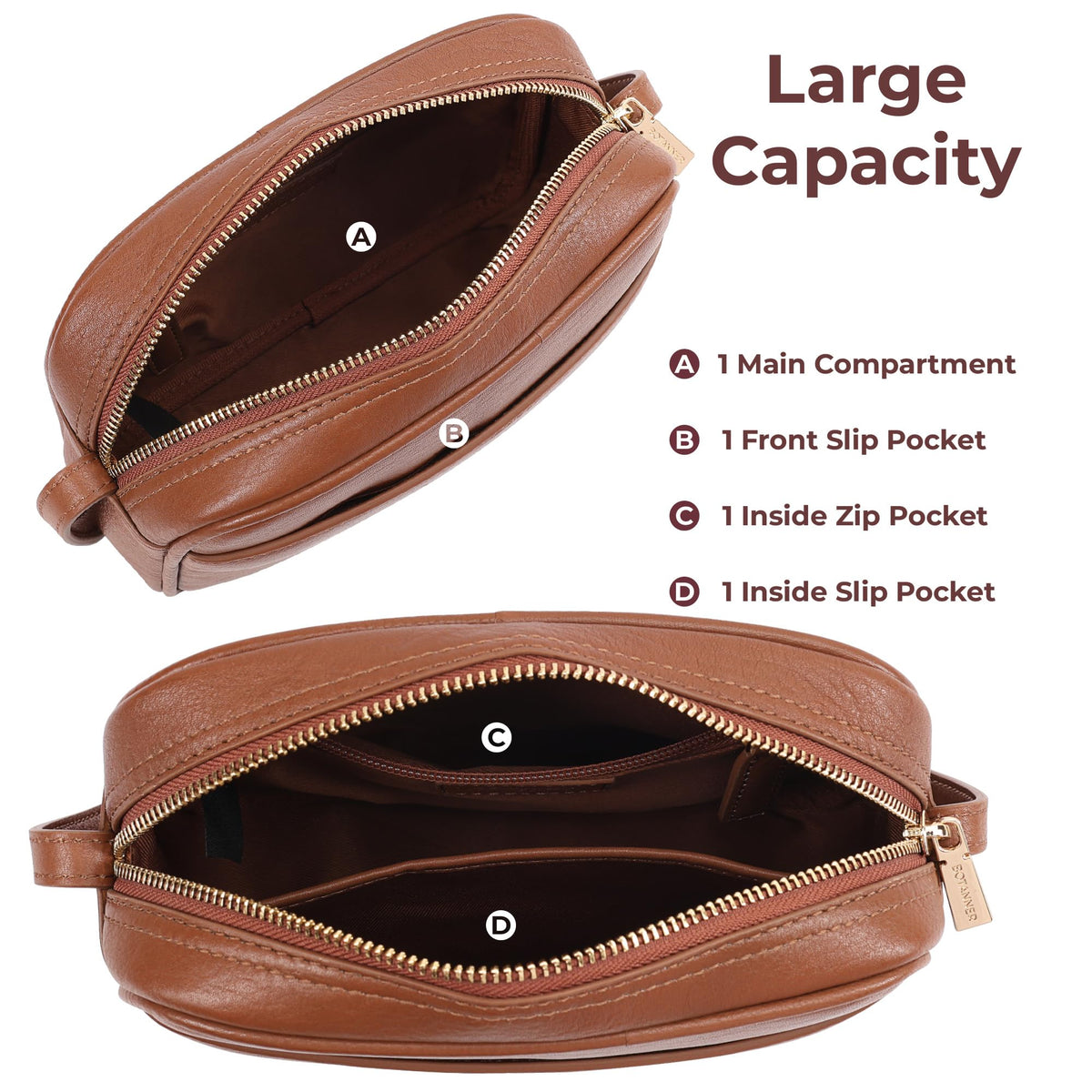 Genuine Leather Crossbody Bag with Adjustable Strap Y16505