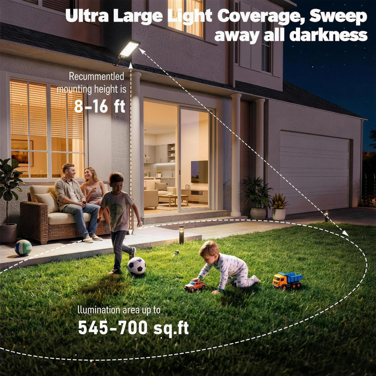 Solar Street Lights Outdoor with Remote Control, Motion Sensor, 6500K Dusk to Dawn, Waterproof Security Light J6156