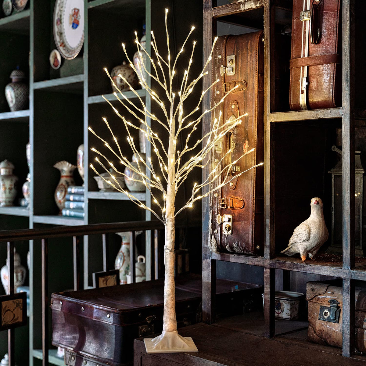 Lighted Birch Tree 4 Feet 160L LED Warm White F379085