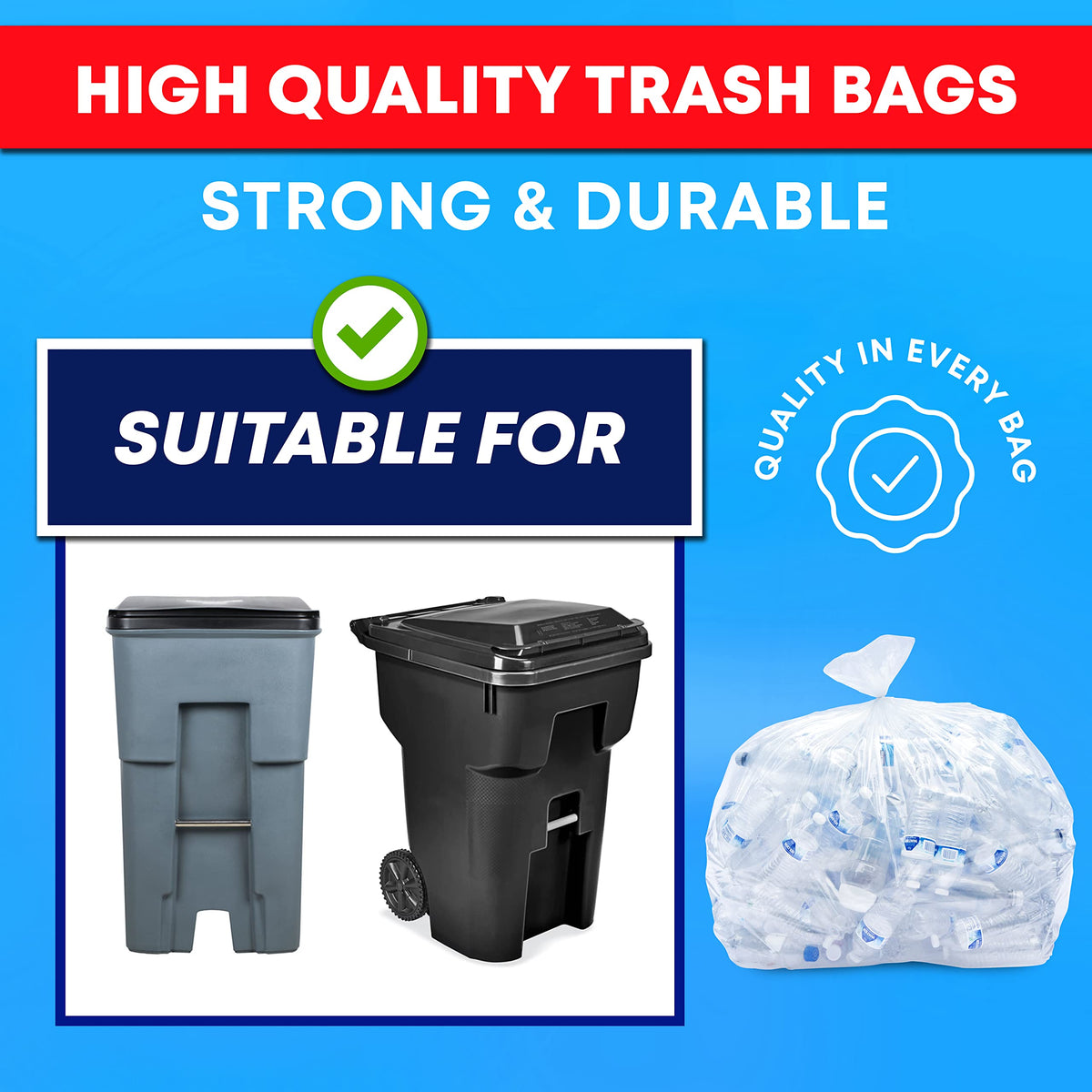 95-100 Gallon Clear Heavy Duty Trash Bags K254
