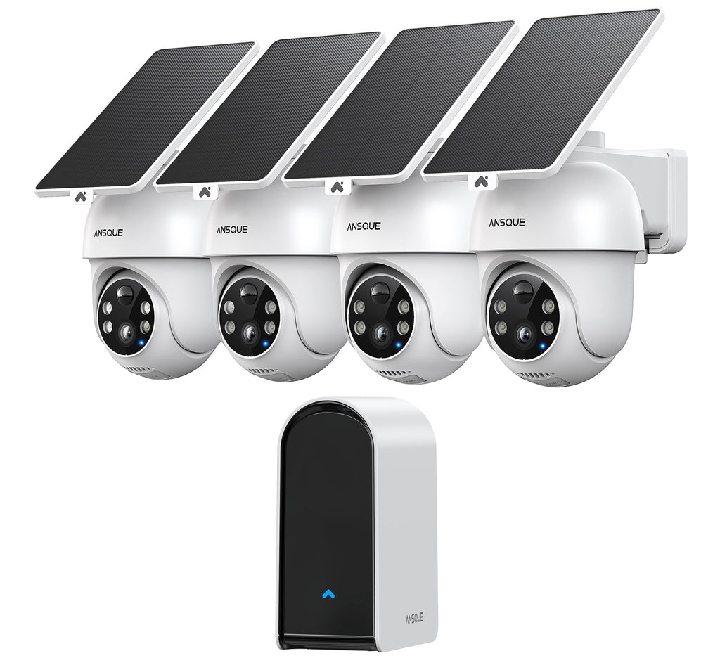 Wireless Outdoor Solar Powered 4-Cam Security Cameras Z91667