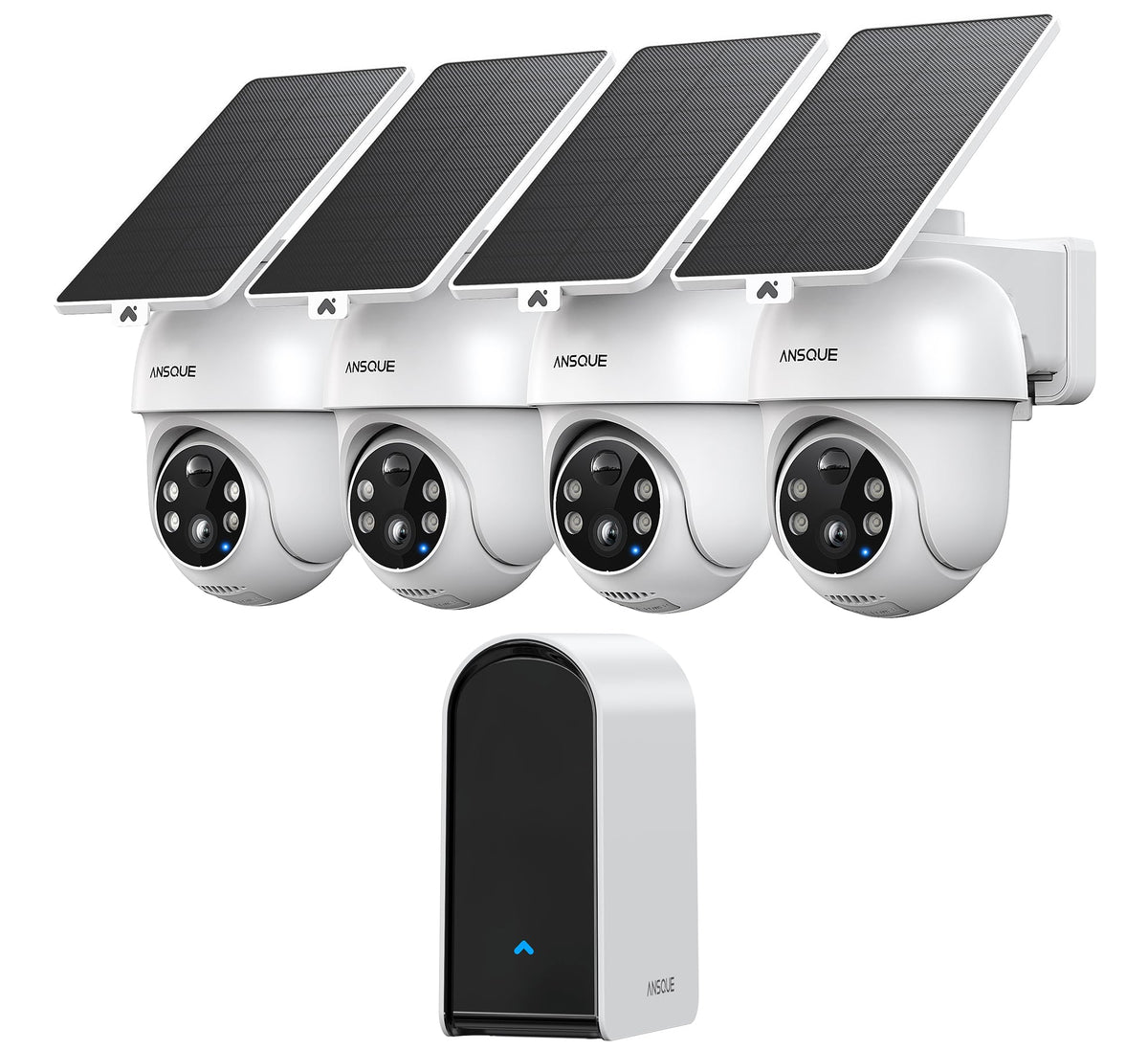 Wireless Outdoor Solar Powered 4-Cam Security Cameras Z91667