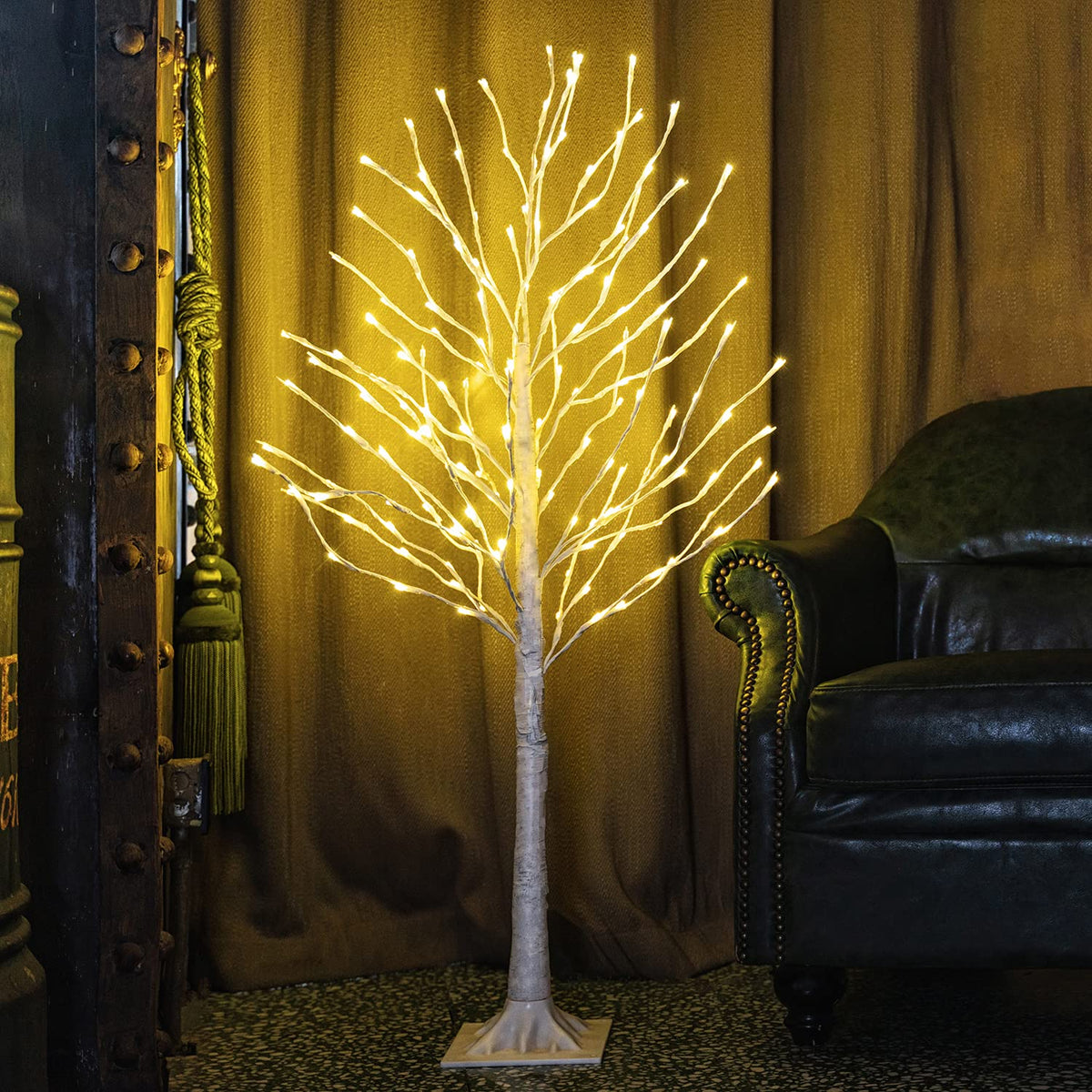 Lighted Birch Tree 4 Feet 160L LED Warm White F379085