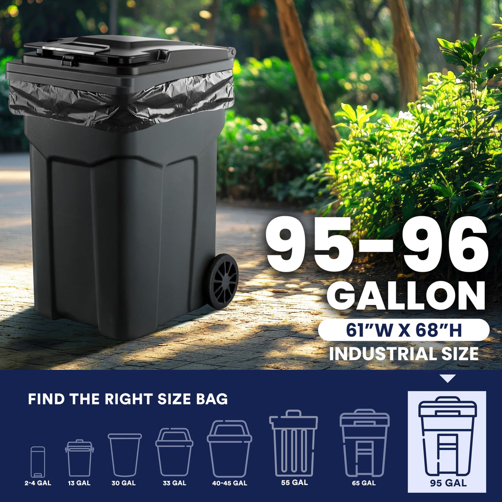95-96 Gallon Heavy Duty Black Trash Bags K349