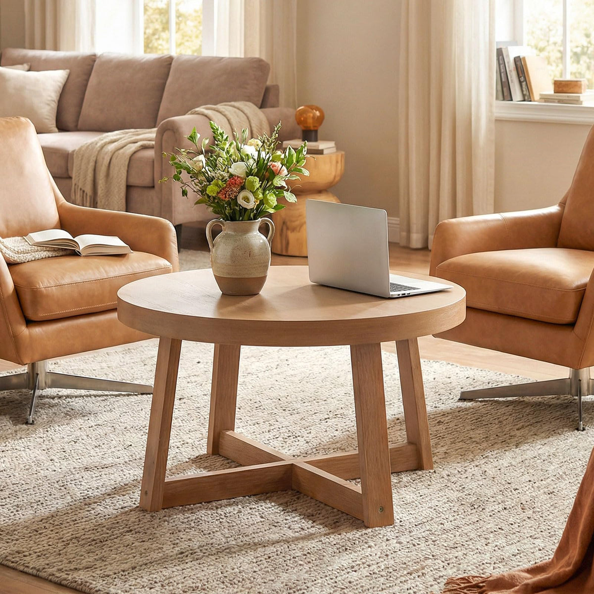 Round Wood Coffee Table C402