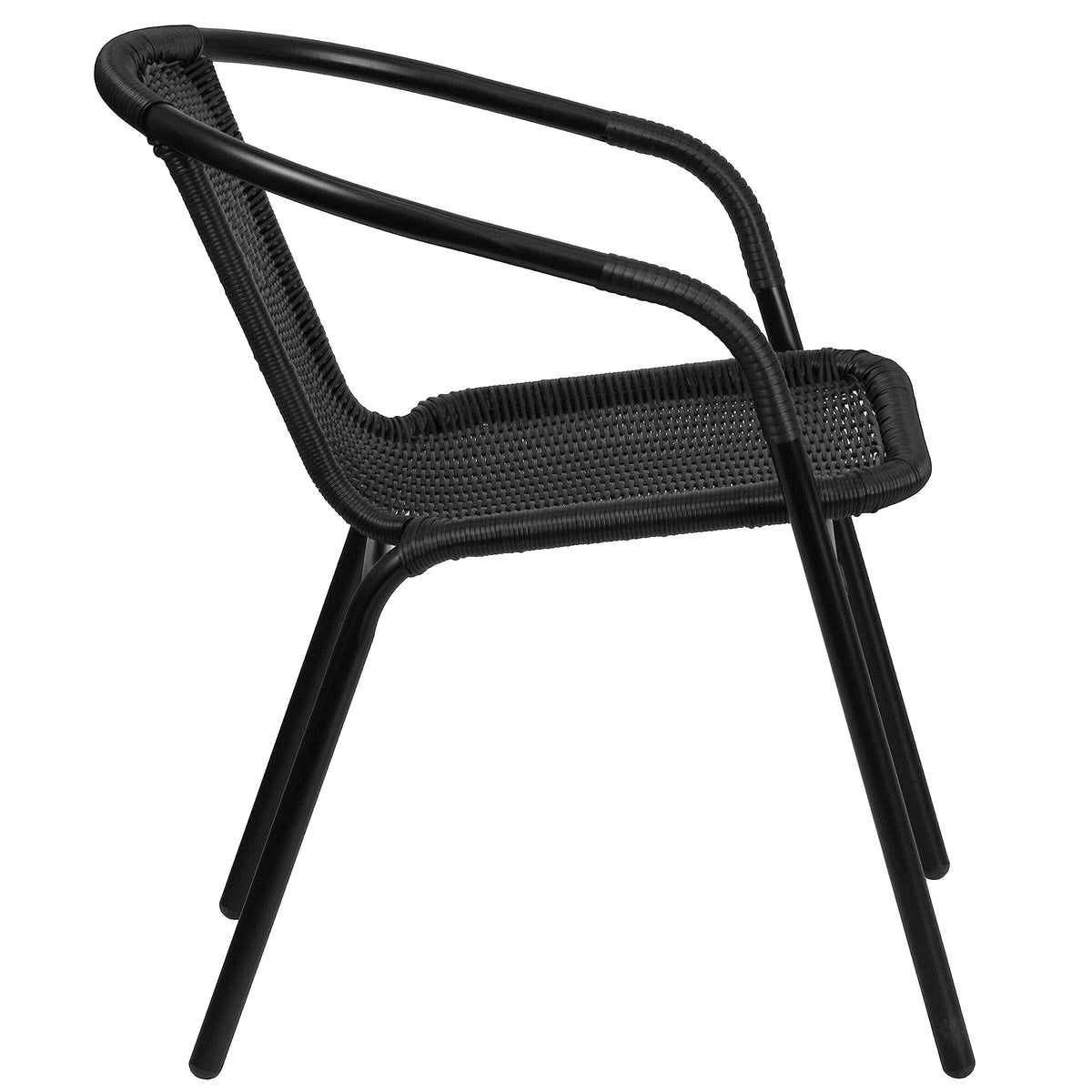 Black Rattan Stackable Dining Chairs Set of 4 P1496