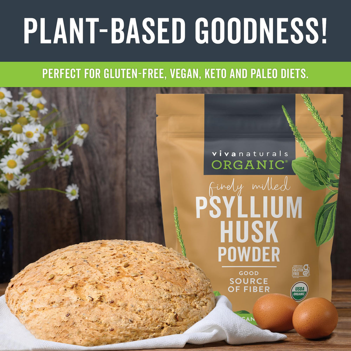 24 oz Organic Psyllium Husk Powder & 30mg Zinc J182369