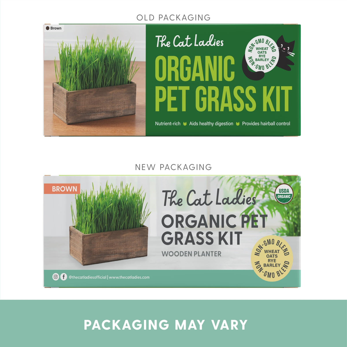 Cat Grass Kit with Wood Planter, Organic Seed and Soil B687085