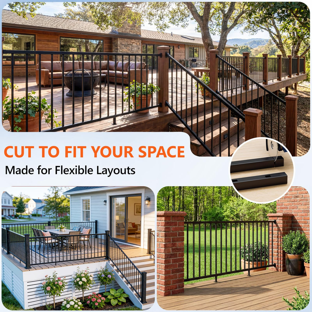 6 ft W Real Aluminum Stair Railing Kit E513474