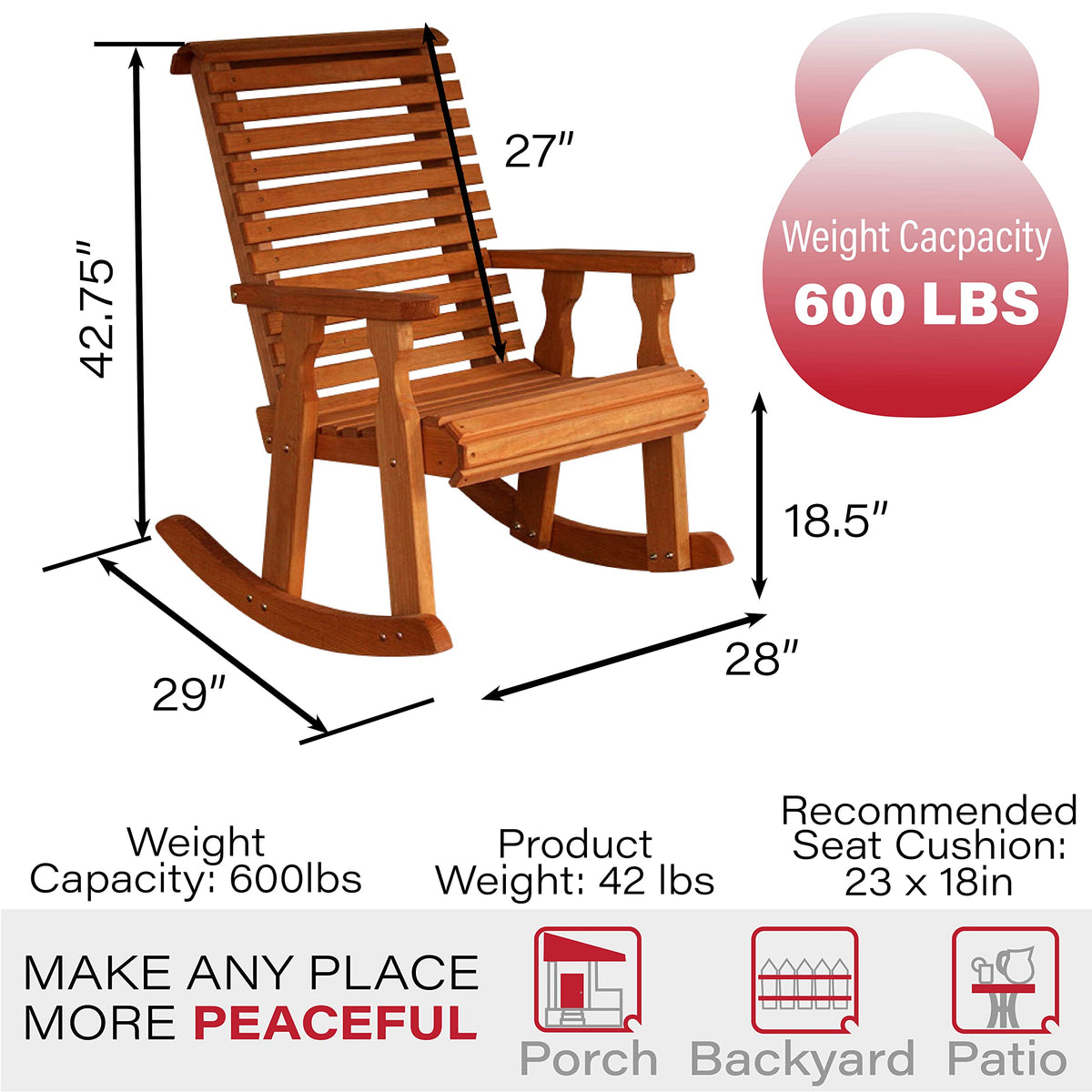 Cedar Stain Pressure Treated Rocking Chair L4267