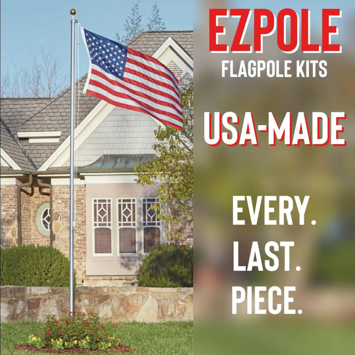 6' Black Aluminum Flagpole with American Flag and Mounting Bracket W55299